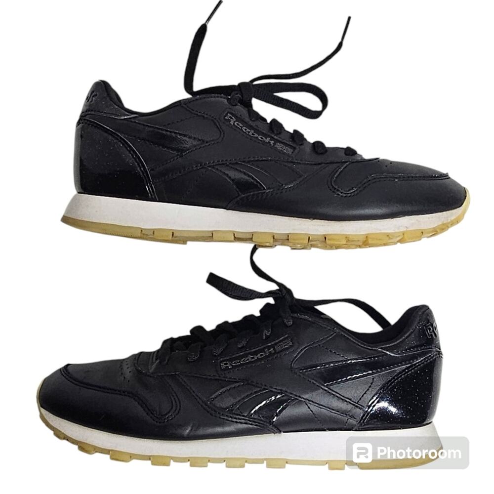 Reebok Classic Leather Black Athletic Shoes Women's Size 8
